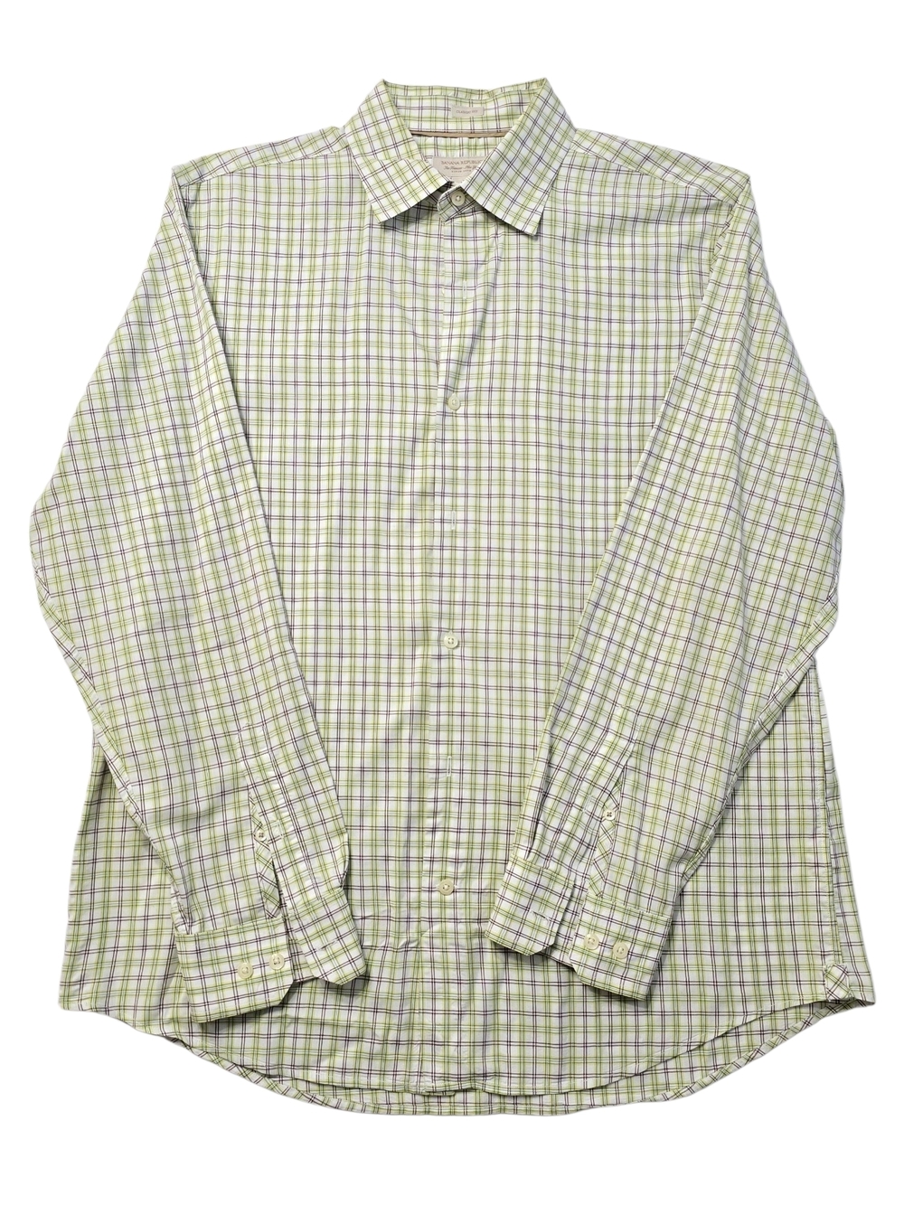 Banana Republic Light Green Plaid Dress Shirt